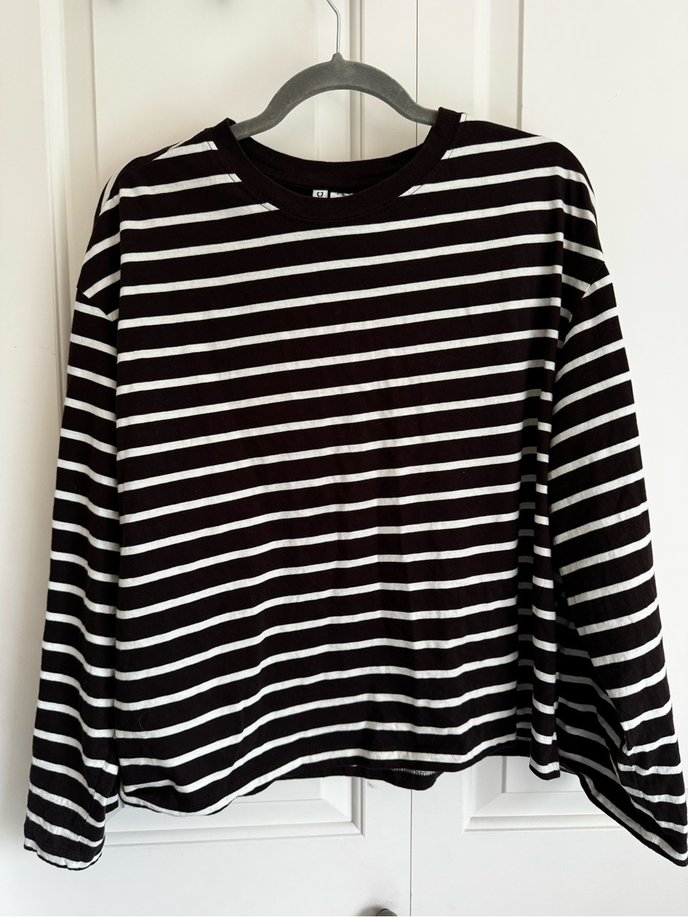 H&M Divided Brown and White Striped Long Sleeve Tee